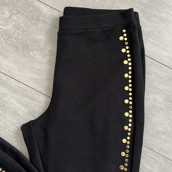 Michael Kors NWOT Gold Studded Black Cotton Pants, Size M - Picture 6 of 9